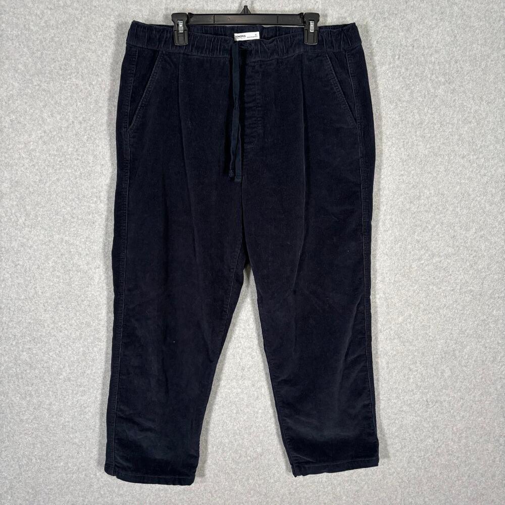 Sonoma Pants Mens XL Navy‎ Blue Corduroy Straight GORP Cabin Grandpa Academia